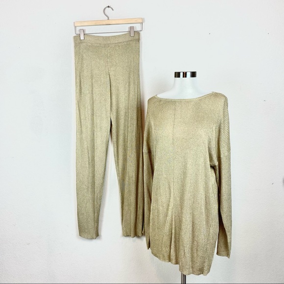 Horchow Other - Horchow Gold Top & Pant Set NWT